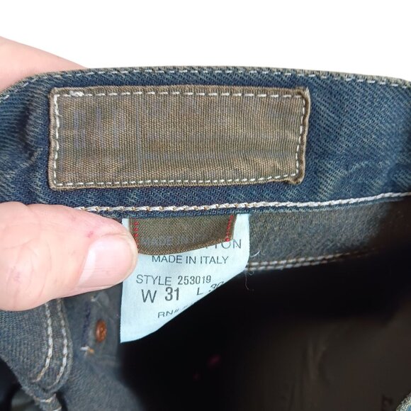 Vtg 90s 31x30 Men's Gap 1969 Buttonfly Selvedge Dark Wash Denim Jeans In Italy - Picture 3 of 7